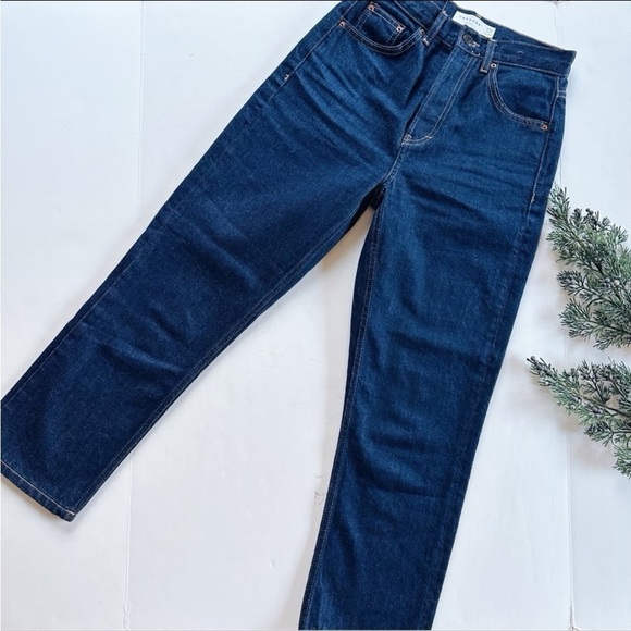 Topshop Women’s Editor Jeans Straight Leg In Dark Wash - Picture 7 of 9